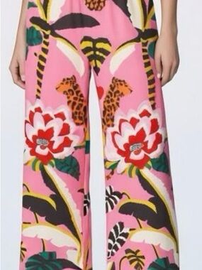Bold Pink Floral Wide-Leg Pants